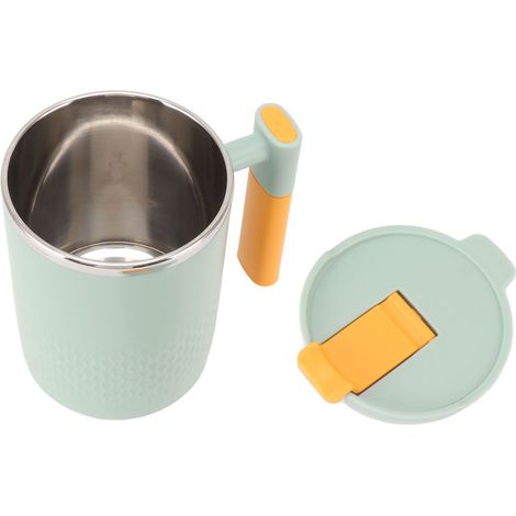 Mug isotherme en acier inoxydable 450 ml avec couvercle et poignée, idéal pour le bureau, l'école et la maison (vert).