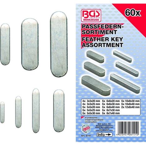 Clavette Parallele - Assortiment 60 Pièces - Dimensions Variées 3x3 à 12x8 mm - Pour Assemblage Bois - 60 Unités (1/2)