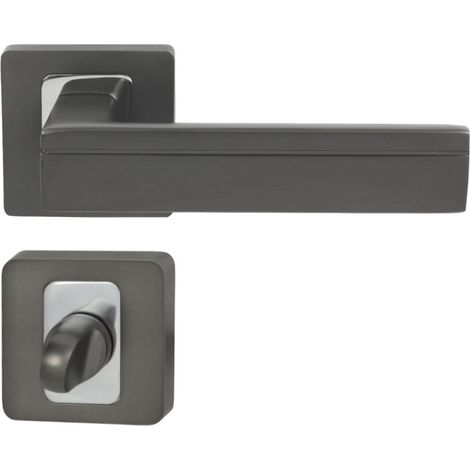 DOMINO Poignée de porte TIK QR M6 ANTRYCYT WC Poignée avec rosace WC Chrome brillant/anthracite (1/5)