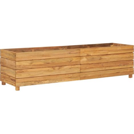 Aiuola rialzata per piante e fiori 150 x 40 x 38 cm legno di teak riciclato e acciaio 020000912