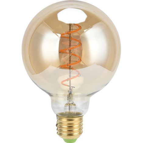 Ampoule LED G95 4W 220V style rétro, lumière chaude dorée, filament flexible dimmable, ampoule décorative antique (1/5)