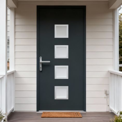 Porte d'entrée aluminium 96x218 cm anthracite X-Metal Nova (1/5)