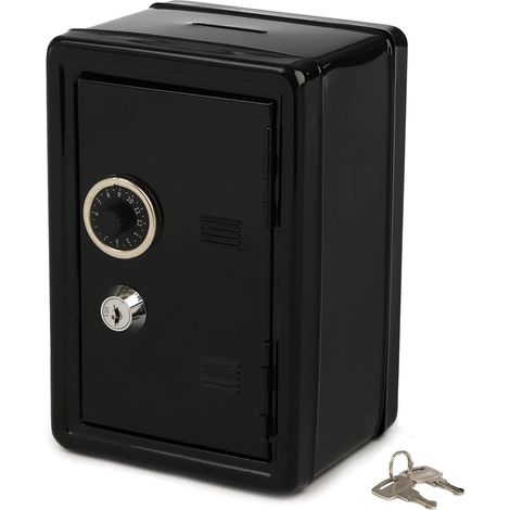 Caja fuerte infantil segura, monedero con plataforma, 18 cm × 12 cm × 10 cm, negra (1/5)