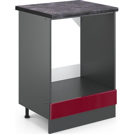 Herdumbauschrank R-Line, Bordeaux Hochglanz, 60 cm , AP Anthrazit, Vicco