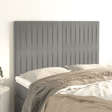 Kopfteil Hellgrau 144x5x118/128 cm Samt vidaXL