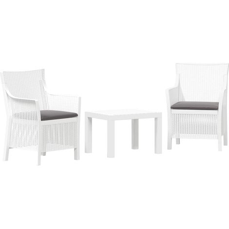 Lounge Set with Cushion 3 pcs White PP vidaXL