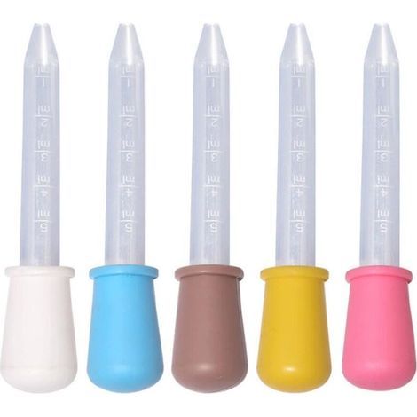 Pipette contagocce, 5 pipette graduate in plastica da 5 ml, pipette trasparenti, pipette per liquidi, contagocce in silicone (1/4)