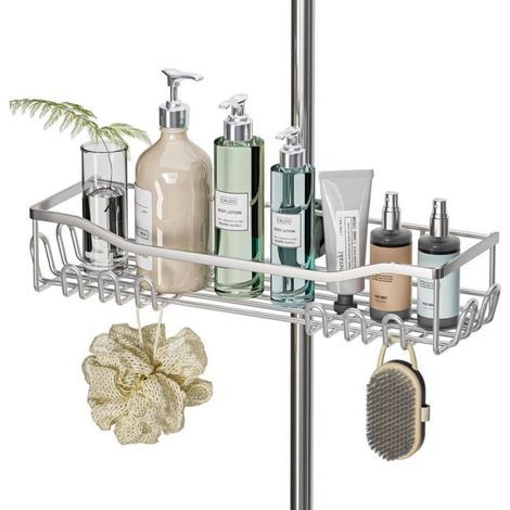 Stainless steel shower soap dish, no drilling required - compatible with shower bars 18 to 25 mm in diameter - for shampoo and shower gel - silver (1/4)