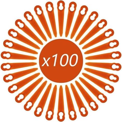 Lot de 100 Lames Compatible pour Coupe Bordure Stihl PolyCut 2-2 PolyCut 3-2, FSA 45 FSA 57 FSE 52, Lames en Plastique pour Coupe Bordure Stihl sans Fil (1/4)