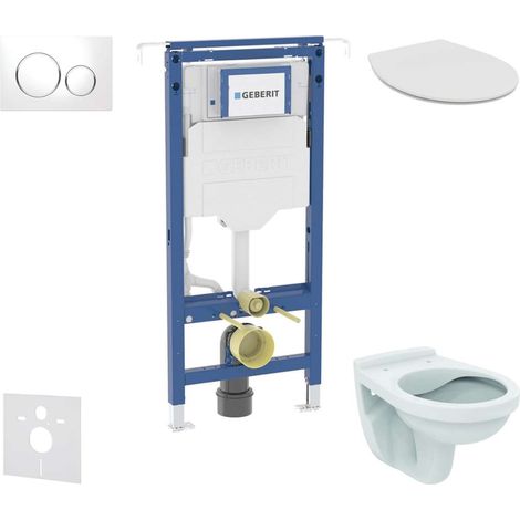 Geberit Duofix - Conjunto de módulo de instalación empotrada, inodoro Alpha y asiento, pulsador Sigma20, blanco/cromo SANI11CD3117 (1/5)