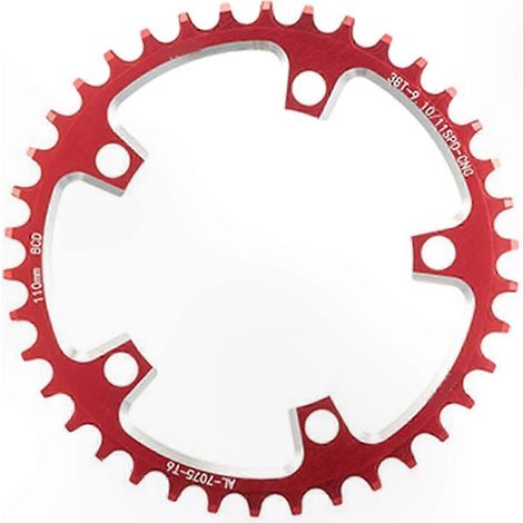 Direktmontage-Kettenblatt für Fahrräder, 110 mm Lochkreis, 5 Löcher, schmal-breite Zähne, rot, kompatibel mit Getrieben, leistungsoptimiert. (1/5)