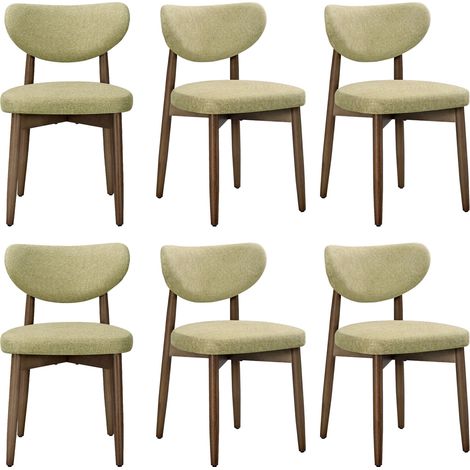 Lot de 6 Chaises de Salle à Manger, Ergonomiques, en Bois Massif, Style Moderne, pour Cuisine, Coiffeuse, Vert (1/5)