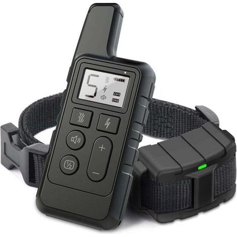 Collier de dressage pour chien télécommandé, étanche IP67, rechargeable, anti-aboiements, télécommande jusqu'à 790 m, pour presque tous les chiens, noir (1/4)