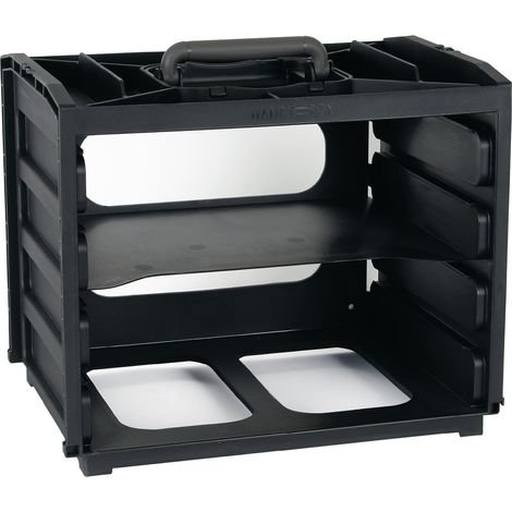 Cassaforte da esposizione B376xT310xH265mm, 4 scomparti, contenitori assortiti in PP
