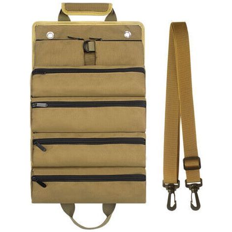 Waterproof Rolling Tool Bag - Tool Organizer with Wheels and Shoulder Strap - Portable and Sturdy for Men and Women - Khaki (1/5)