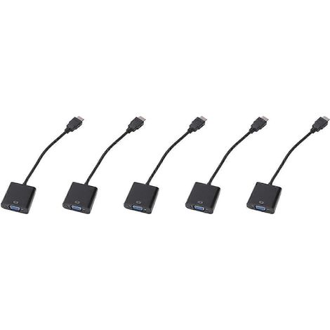 Adaptateur convertisseur vidéo HDMI vers VGA 5X HDMI mâle vers VGA RGB femelle, câble mâle-femelle 1080p (noir) (1/5)