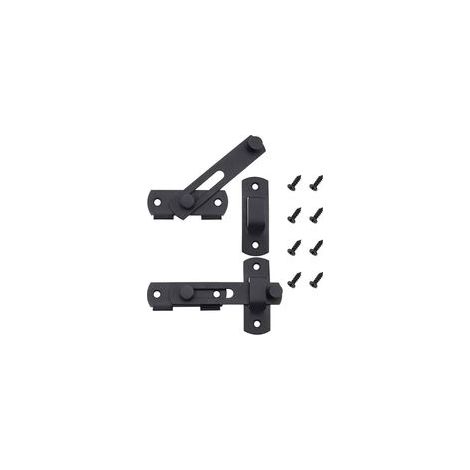 Lot de 2 verrous de porte coulissante en acier inoxydable, loquet à bascule, noir mat, 100 mm – (1/5)