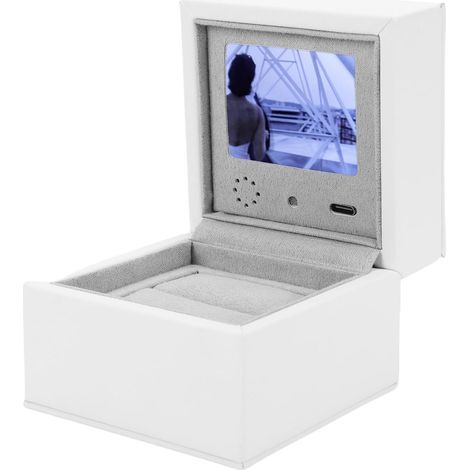 LCD Jewelry Box with Video Display – Luxury PU Leather Storage Case for Wedding Anniversary Proposals – Personalized Photo, Text, Video (1/5)