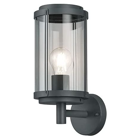 TANARO APPLIQUE DA ESTERNO FUSIONE DI ALLUMINIO ANTRACITE CON DIFFUSORE VETRO TRASPARENTE IP44 H.32,5CM excl. 1x E27 · max. 40W