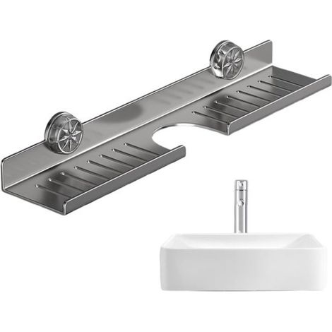 Support de rangement pour robinet de cuisine en acier au carbone–étagère supérieure du robinet à ventouse  ustensiles de cuisine