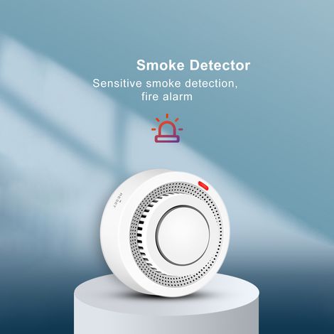 Tuya Smart-Rauchmelder mit integriertem Alarm und App-Benachrichtigung, 360°-Fotoelektrischer Erfassung, für Zuhause, Büro, Hotel (1/5)