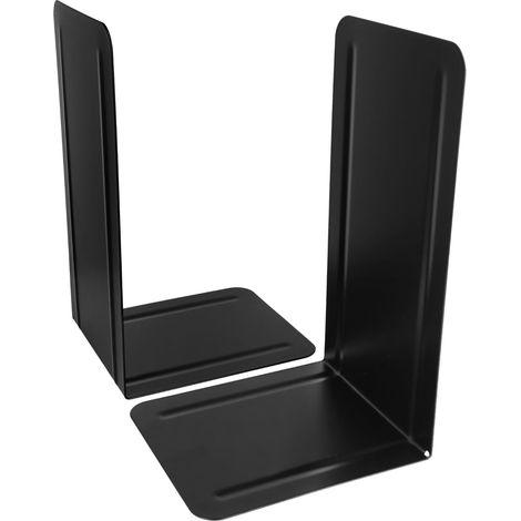 Serre-Livres Noir (Lot de 2)  Métal 130 x 240 x 140 mm  Support-Livres Robuste pour Livres ou Classeurs  Cale-Livres Solide 1,0 mm d'Épaisseur pour Bureau (1/5)