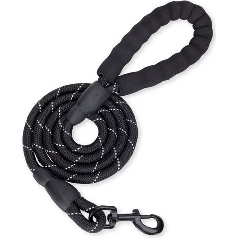 Laisse pour chien de 1,5 m avec poignée en éponge douce et corde réfléchissante, adaptée aux chiens de petite et moyenne taille (1/5)