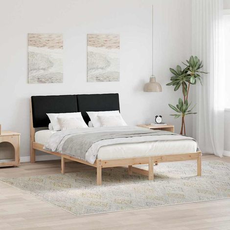 Estructura de cama con cabecera Marrón y negro 150 x 200 cm