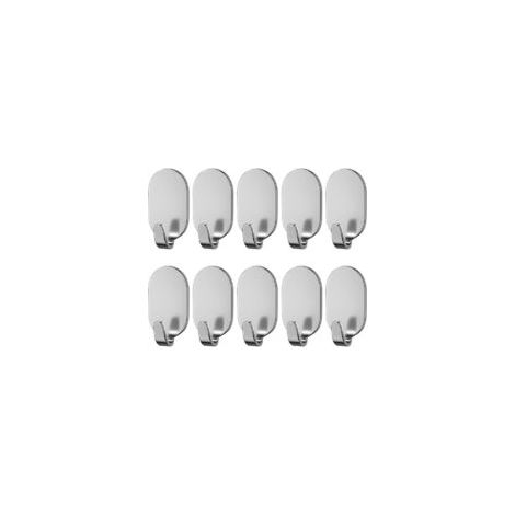 Ganci da parete, set da 10, non necessitano di foratura, ganci multifunzionali antiruggine, adatti per asciugamani, vestiti, ombrelli, ecc. (argento) - Crezuo (1/4)