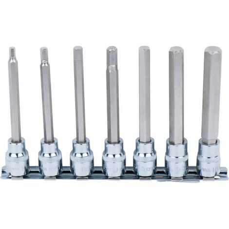 KS Tools 3/8 CHROMEplus Bit-Stecknuss-Satz Innensechskant, 7-tlg. 4-12 mm,lang