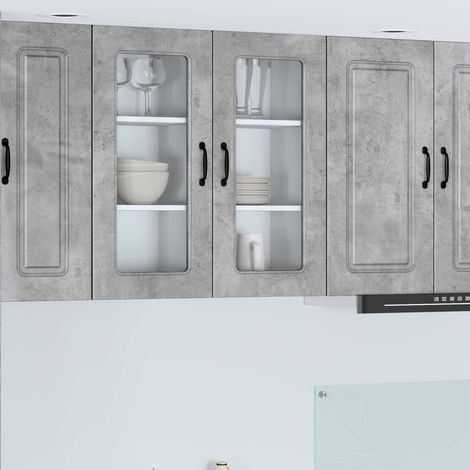 vidaXL Panneau de lave-vaisselle Kalmar 2 pcs Gris béton (1/5)