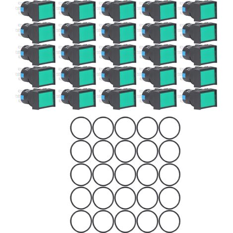25 interrupteurs à bouton-poussoir momentanés autobloquants rectangulaires avec voyant lumineux 220 V BEMLA1611DSJ 16 mm (vert) (1/5)