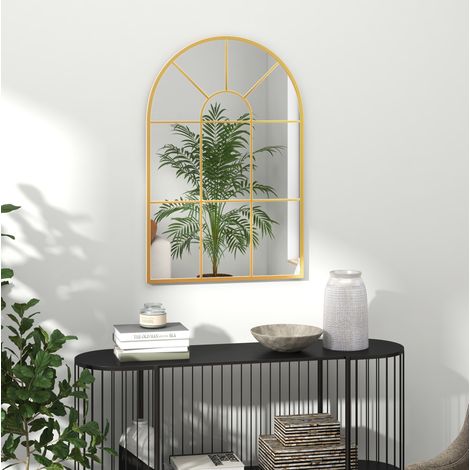 Miroir mural fenêtre décoratif 91 x 60 cm avec cadre en métal doré HAVRYA (1/5)