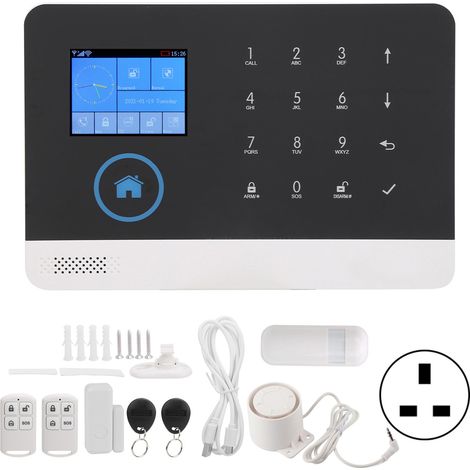 Système d'alarme WIFI+GSM 2.4 pouces, détecteur incendie et antivol domestique, hôte de surveillance intelligent pour Tuya, 100-240V (prise UK) (1/5)