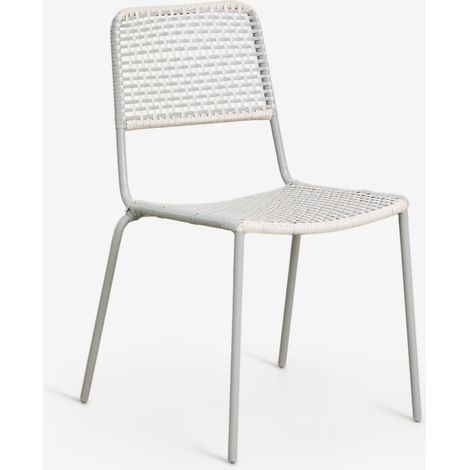 SKLUM 4er-Set stapelbare Esszimmerstühle aus Stahl und synthetischem Rattan Veyra Grün Caqui                                  