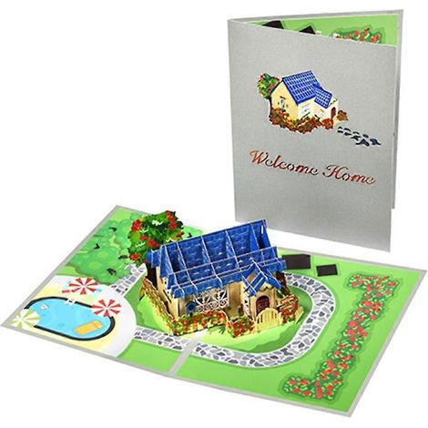 Willkommenskarten für Zuhause – 3D-Pop-Up-Grußkarte mit Umschlag – Postkarten zum Einzug