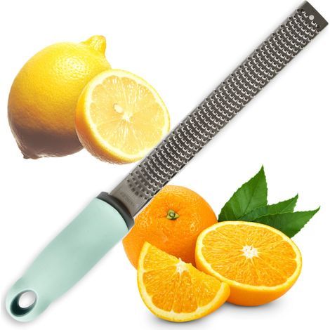 Zesteur Agrumes - Rape à Agrumes, Chocolat, Coco, Cannelle, Ail, Gingembre - En Inox - Pour Cuisine & Pâtisserie - Rapeuse à Zeste Citron, Orange - 5148 (1/4)