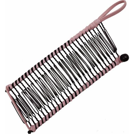 Pinza para el cabello tipo banana extensible, peine doble, accesorio para el cabello, peine banana extensible para cabello grueso y elástico, 30 dientes, pinzas para el cabello rosas para mujer