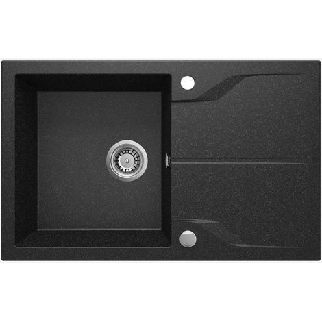 Lavello cucina in granito con 1 vasca e gocciolatoio 78x49 cm grafite - Nexyo