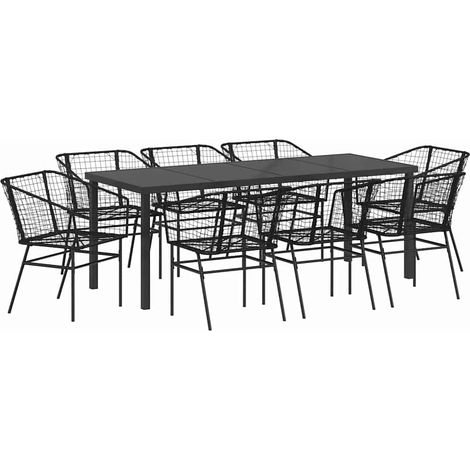 Maison Exclusive - Set da Pranzo per Giardino 9 pcs Nero polyrattan