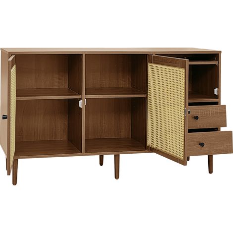 Credenza in stile country con ante in rattan 130 x 40 x 75,5 cm MODENUIT (1/5)