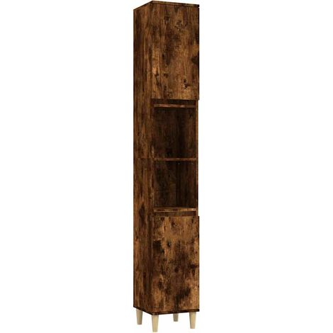 Armadietto Bagno Mobile da Bagno Rovere Fumo 30x30x190 cm in Legno Multistrato (1/5)
