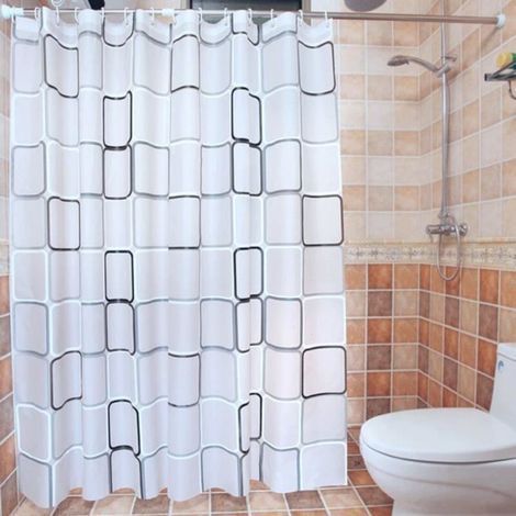 Thicken Square Pattern Waterproofing Shower Curtain 240 200cm (1/3)