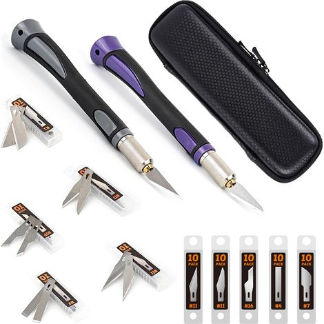 Kit de Couteaux de Précision Cutter Lames pour Découpe de Travail d'art Bricolage Spéléologie Sculpture Loisirs (1/5)