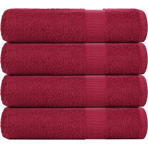 Serviettes de douche FROGN, lot de 4, coloris Bordeaux, 70 x 140 cm, 360 g/m².