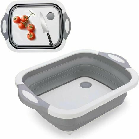 3-in-1 Faltbares Schneidebrett, Spülbecken, faltbare Schüssel, Aufbewahrungskorb, tragbarer Campingkorb, Küchenabtropfbrett, multifunktionales Spülbecken für die Küche im Wohnmobil (1/5)