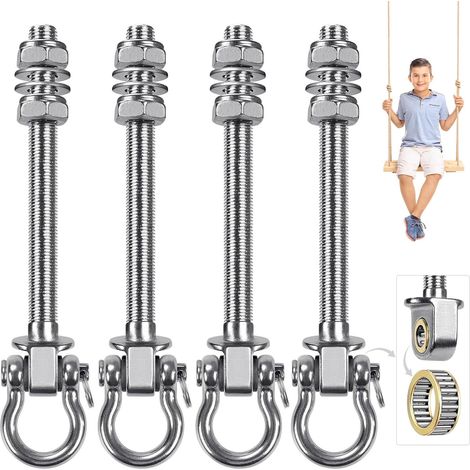 Lot de 4 crochets de balançoire - Fixation pour hamac - Poutres en bois M10 - Charge lourde - Pour fauteuil suspendu - Plafond en béton (1/5)