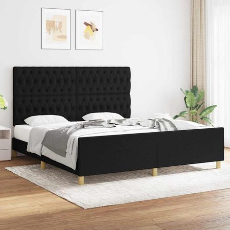 Cadre de lit sans matelas noir 180x200 cm tissu (1/5)