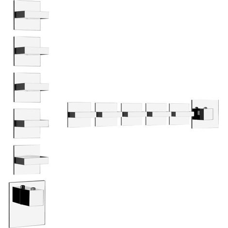 Gessi Rettangolo, ensemble prêt à monter avec 5 voies séparées,