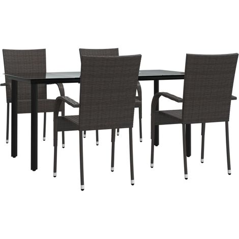 Maison Exclusive - Juego de comedor de jardín 5 piezas ratán sint